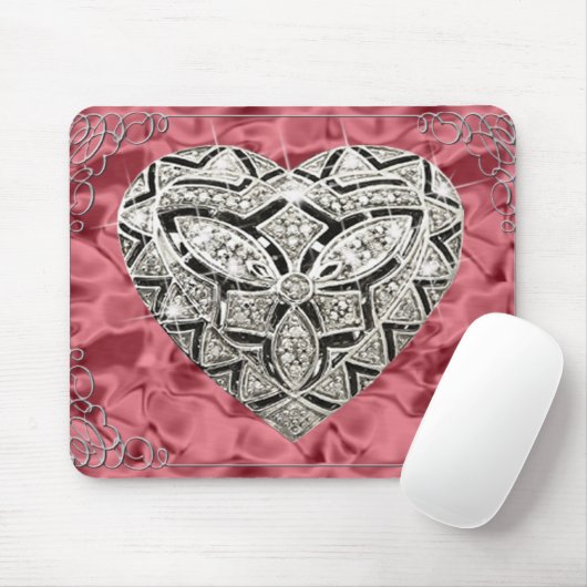 Eleganter Designer Heart Red Mouse Pad Mousepad (Mit Mouse)
