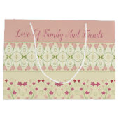 Eleganter Designer Rosa Herz Gemustert Große Geschenktüte (Rückseite)