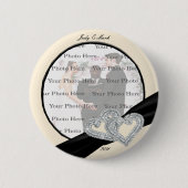 Eleganter Diamond Black Ribbon Round Button (Vorderseite)