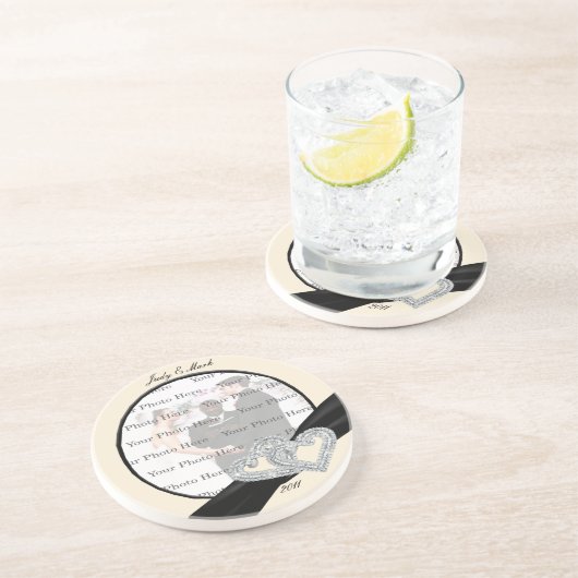 Eleganter Diamond Black Ribbon Untersetzer (Seite)