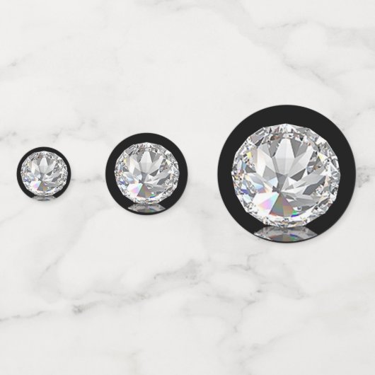 Eleganter Diamond Gemstone auf dem Schwarzen Party Konfetti (Vorderseiten)