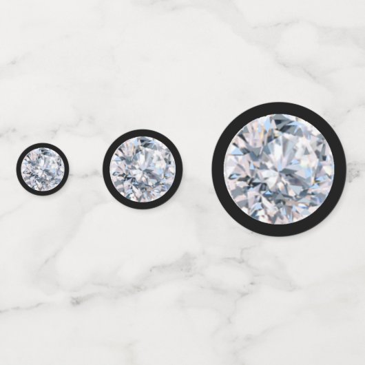 Eleganter Diamond Gemstone auf schwarz Konfetti (Rückseiten)