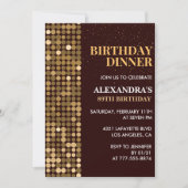 Eleganter Dinner Glitzer Black Gold 89. Geburtstag Einladung (Vorderseite)