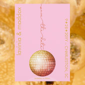 Eleganter Disco Ball Pink Gold Wedding QR Code Save The Date