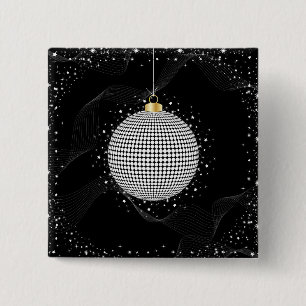 Eleganter Disco-Kugel-Weihnachtsschmuck Button