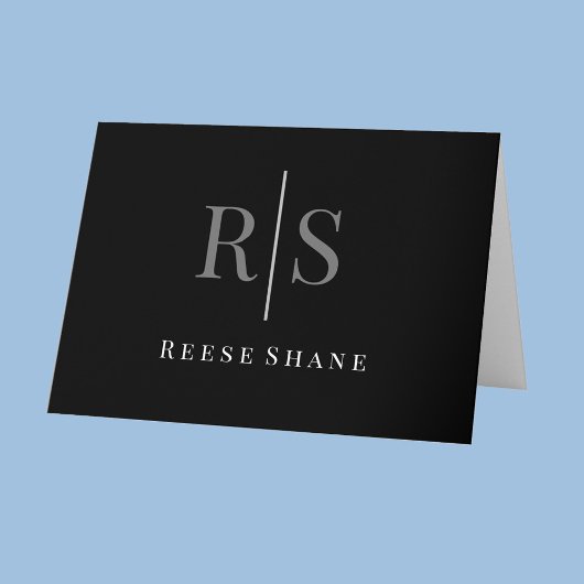 Eleganter DIY Graue Monogramm und weißer Name, Lee Karte