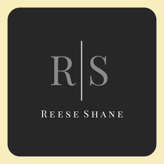 Eleganter DIY Gray Monogram & White Name, Schwarz Quadratischer Aufkleber