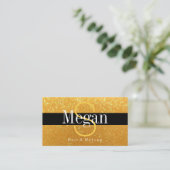 Eleganter DIY Monogram Name Gold Glitzer, schwarze Visitenkarte (Stehend Vorderseite)