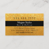 Eleganter DIY Monogram Name Gold Glitzer, schwarze Visitenkarte (Rückseite)