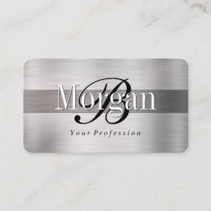 Eleganter DIY Monogram Name, LT & Dk Bürstenstahl  Visitenkarte