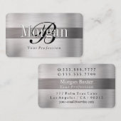 Eleganter DIY Monogram Name, LT & Dk Bürstenstahl Visitenkarte (Vorne/Hinten)