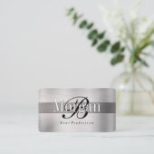 Eleganter DIY Monogram Name, LT & Dk Bürstenstahl Visitenkarte (Stehend Vorderseite)