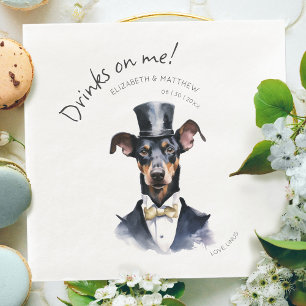 Eleganter Dobermann Kellner Aquarell individuell a Serviette