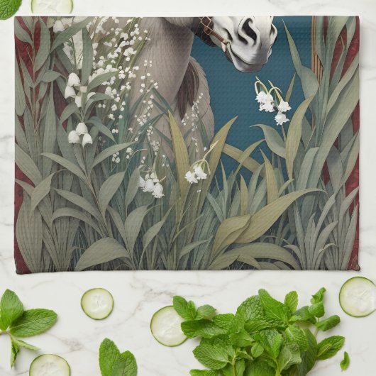 Eleganter Donkey und Lily The Valley Blume Geschirrtuch (Gefaltet)