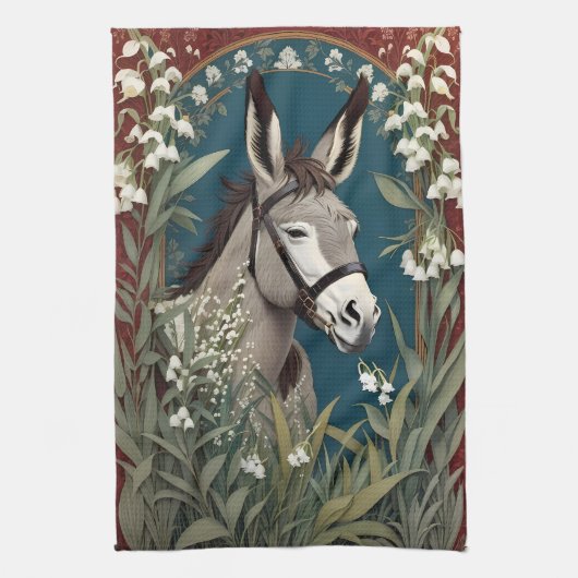 Eleganter Donkey und Lily The Valley Blume Geschirrtuch (Vertikal)