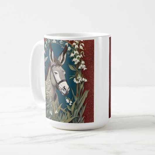Eleganter Donkey und Lily The Valley Blume Kaffeetasse (Vorderseite Links)