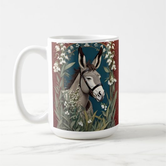 Eleganter Donkey und Lily The Valley Blume Kaffeetasse (Links)