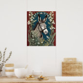 Eleganter Donkey und Lily The Valley Blume Poster (Küche)