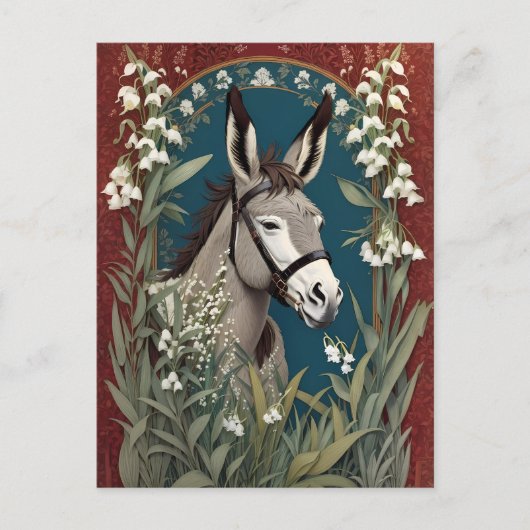 Eleganter Donkey und Lily The Valley Blume Postkarte (Vorderseite)