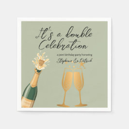 Eleganter Doppelfeier Grüner Geburtstag Serviette