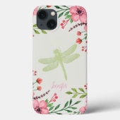 Eleganter Dragonfly Rosa Grün Case-Mate iPhone Hülle (Rückseite)