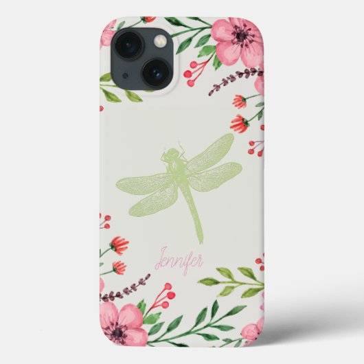 Eleganter Dragonfly Rosa Grün Case-Mate iPhone Hülle (Rückseite)