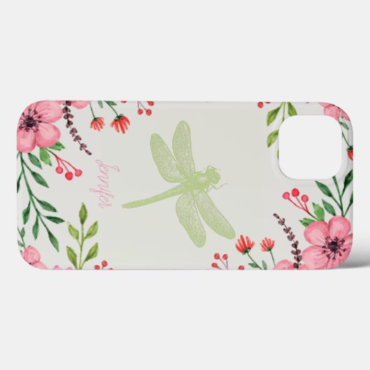 Eleganter Dragonfly Rosa Grün Case-Mate iPhone Hülle (Rückseite (Horizontal))
