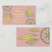 Eleganter Dream Catcher Feathers Yoga Instructor Visitenkarte (Vorne/Hinten)