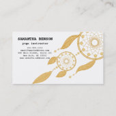 Eleganter Dream Catcher Feathers Yoga Instructor Visitenkarte (Rückseite)