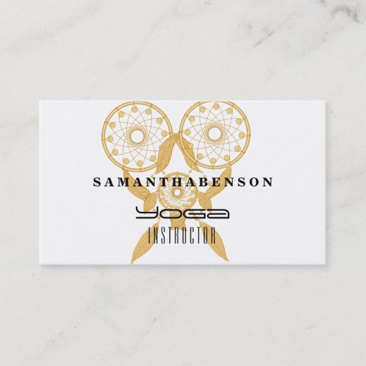 Eleganter Dream Catcher Feathers Yoga Instructor Visitenkarte (Vorderseite)