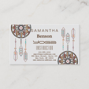 Eleganter Dream Catcher Feathers Yoga Instructor Visitenkarte