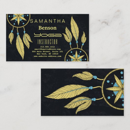 Eleganter Dream Catcher Feathers Yoga Instructor Visitenkarte (Vorne/Hinten)