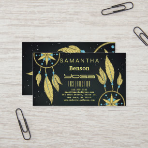 Eleganter Dream Catcher Feathers Yoga Instructor Visitenkarte