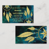 Eleganter Dream Catcher Feathers Yoga Instructor Visitenkarte (Vorne/Hinten)