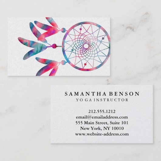 Eleganter Dream Catcher Feathers Yoga Instructor Visitenkarte (Vorne/Hinten)