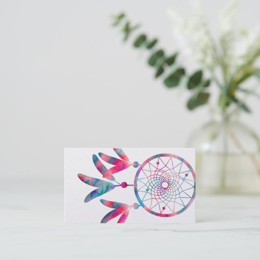 Eleganter Dream Catcher Feathers Yoga Instructor Visitenkarte (Stehend Vorderseite)