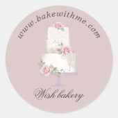 Eleganter Drei-Tier-Kuchen-Bäckerei-Aufkleber Runder Aufkleber (Vorderseite)