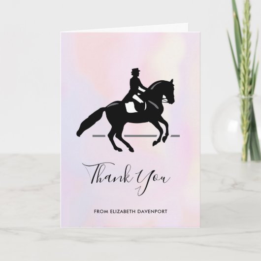 Eleganter Dressurreiter auf einem Aquarellplatz Karte (Vorderseite)