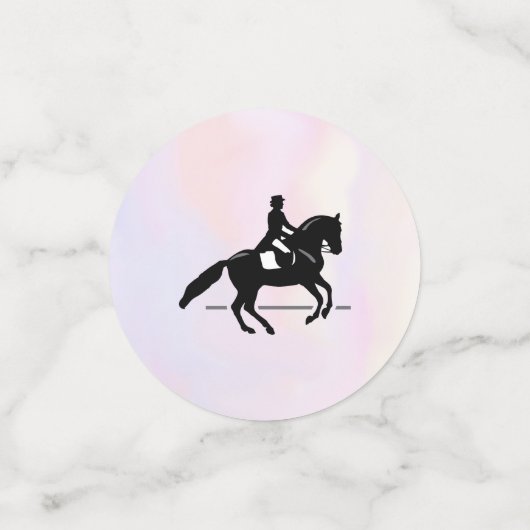 Eleganter Dressurreiter auf einem Aquarellplatz Konfetti (Klein Vorderseite)