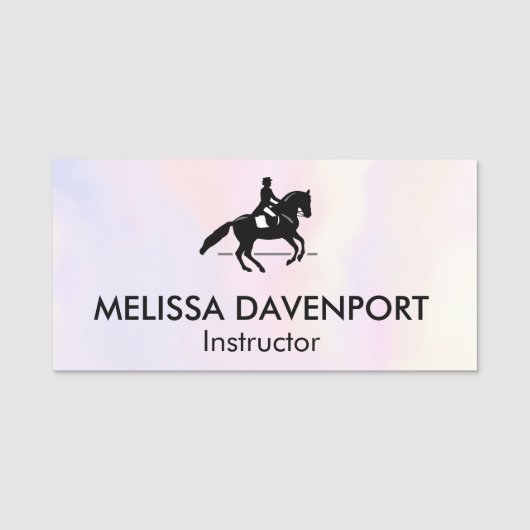 Eleganter Dressurreiter auf einem Aquarellplatz Namensschild (Vorderseite)