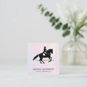 Eleganter Dressurreiter auf einem Aquarellplatz Quadratische Visitenkarte (Stehend Vorderseite)