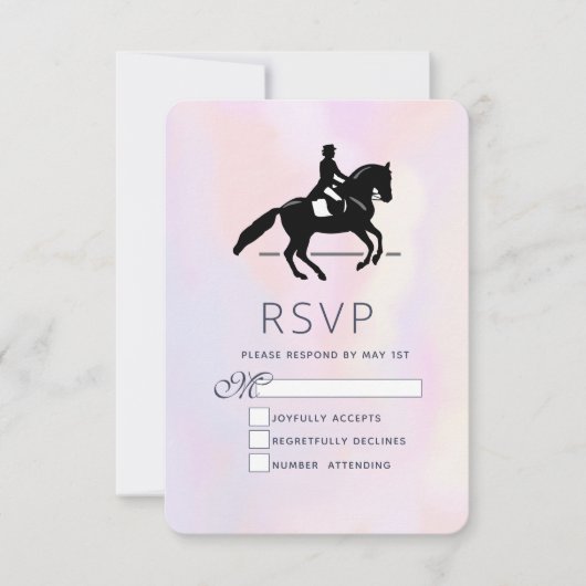 Eleganter Dressurreiter auf einem Aquarellplatz RSVP Karte (Vorderseite)