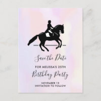 Eleganter Dressurreiter auf Wasserfarbe Save the D