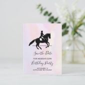 Eleganter Dressurreiter auf Wasserfarbe Save the D Einladungspostkarte (Stehend Vorderseite)