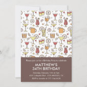 Eleganter Drinks Cocktail 34. Geburtstag Einladung (Vorderseite)