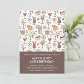 Eleganter Drinks Cocktail 34. Geburtstag Einladung (Stehend Vorderseite)