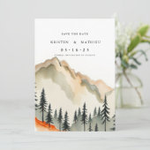 Eleganter druckbarer Berg Save The Date (Stehend Vorderseite)