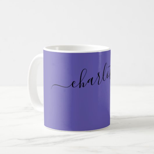 Eleganter Dunkel-Periwinkle-Farbname Personalisier Kaffeetasse (Vorderseite Links)