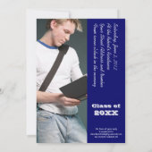 Eleganter Dunkelblauer Abschluss Einladung (Rückseite)