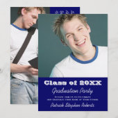 Eleganter Dunkelblauer Abschluss Einladung (Vorne/Hinten)